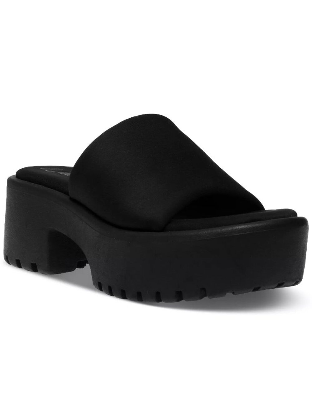 Wild Pair Womens Questt Wedge Heel Slip On Lug Slide Sandals Black Size 10 NIB